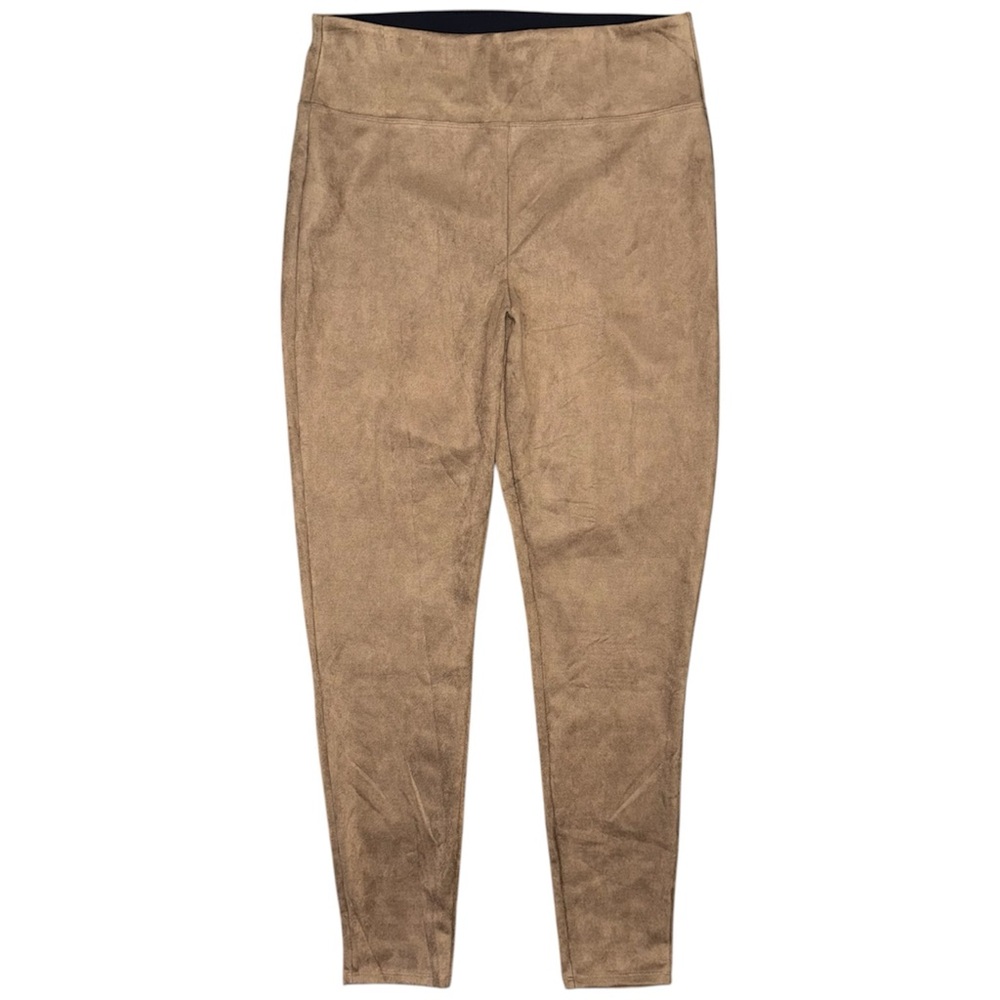 ASSETS SPANX Faux Suede Shaping Leggings High Rise Pull On Pants 1X Cashew Tan